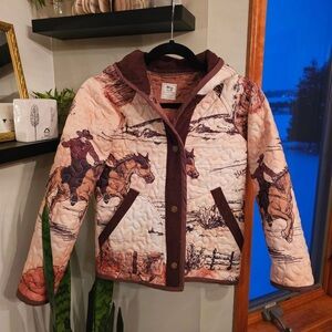 Kids Western-Themed Jacket - Brown and Cream